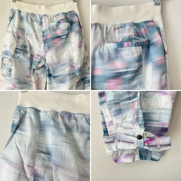 New Free People Pants M Multicolor Printed Mesmerize Me Pull-on In Meadow Motion - Picture 7 of 9